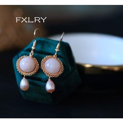FXLRY Original Handmade Natural Stone Earrings Fashion Short Pearl Earrings For Women Jewelry