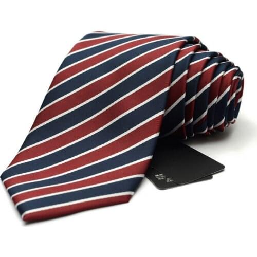 2019 New Mens Ties Brand Classic Navy Blue Red Striped Necktie Fashion 9cm Tie Cravats For Business Formal Work with Gift Box