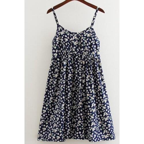 A-Line Cotton Dress Sexy Backless Mini Dresses Women 2021 Summer Floral Printed Beach Dress