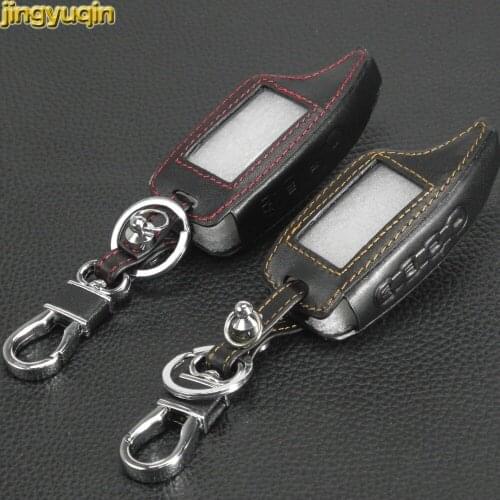 Jingyuqin For Scher-Khan Magicar 5 LCD Remote Only Scher khan Magicar M5 4 Buttons Leather Key Cover Case Car-styling