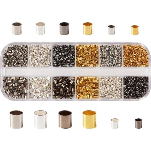 Mixed Color Brass Crimp End Beads Spacer Beads For Diy Jewelry Making Findings Supplies 135x50x15mm; about 6641pcs/box F80