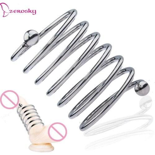 Stainless Steel Penis Cock Sleeve Chastity Bondage Penis Ring Sex Toys for Men Cock Cage Cock Ring Penis Cage Sex Shop