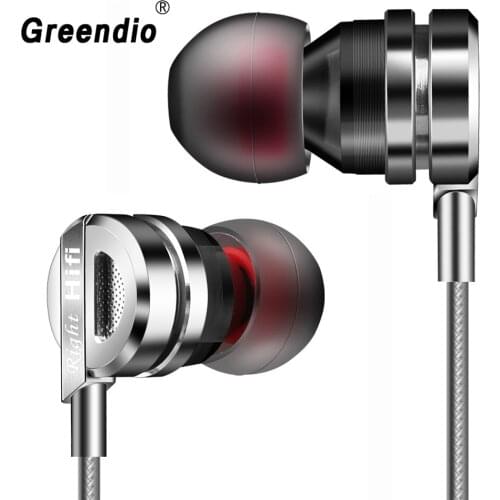 Greendio 3.5mm Metal Earphones Earbud with Microphone Clear Sound Strong Bass Earpiece GD5 HIFI Video Game Sport Earphone
