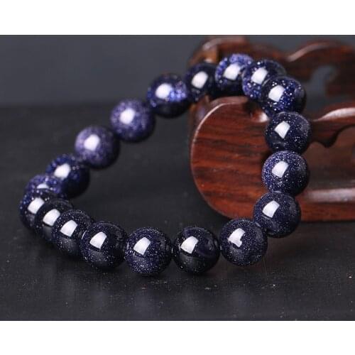 Fashion Vintage Natural Blue Sandstone Bracelet for Men and Women Lover Gift Jewelry 4-6-8-10-12-14-16mm Beads Bracelet & Bangle