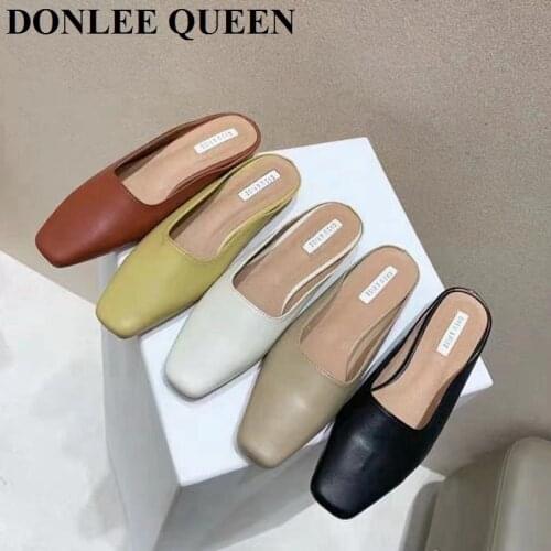Spring Flat Slippers Women Brand Slides 2021 Fashion Mules Shoes Slip On Casual Outdoor Slipper Closed Toe Low Heel Summer Mujer