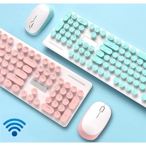 Wireless Keyboard and Mouse Set Retro Punk Typewriter Design for Office PC Desktop Notebook Bluetooth Mac Windows Keyboard Mouse