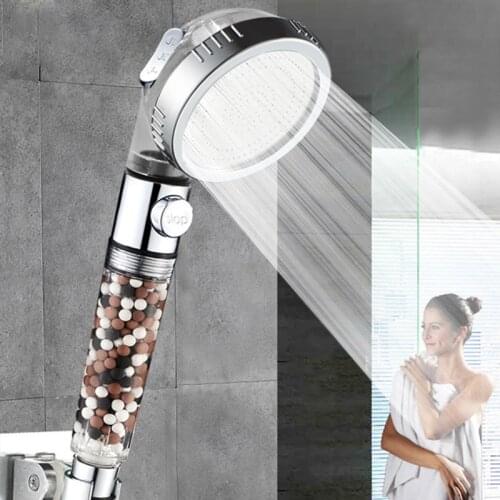 Bathroom 3-Function SPA shower head with switch on/off button high Pressure Anion Filter Bath Head Water Saving Shower