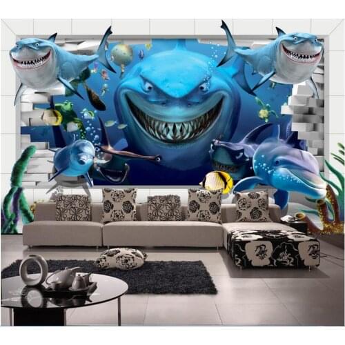 Custom photo 3d wallpaper Non-woven mural sea world sharks background 3d wall murals wallpaper for walls 3 d decoration painting