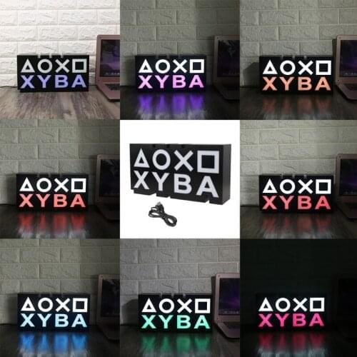 Game Handle Button Icon Light RGB Voice Control Night Light Game Atmosphere Desk Lamp for Game Live Room, Bedroom Decor 19QB