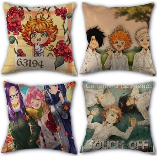 The Promised Neverland Pillowcase Cotton Linen Fabric Square Zipper Pillowcase New 45X45cm Wedding Decorative Pillow cover 03-03