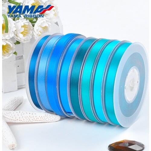 YAMA 3/16 inch 5mm 300yards/lot Single Face Satin Ribbon Dark Blue Series for Party Wedding Decoration Handmade Rose Flowers