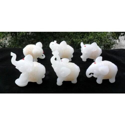 Open light elephant set piece large decoration imitation white jade water elephant resin handicraft Animal resin handicraft