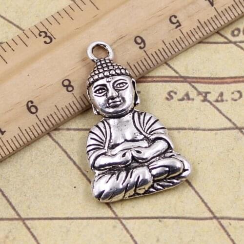 4pcs Charms Tathagata Meditate Buddha 39x23mm Antique Bronze Silver Color Pendants Making DIY Handmade Tibetan Finding Jewelry