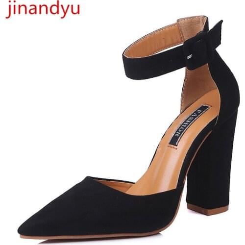 Size 43 High Heels Women Shoes Pumps Chunky Heels Pointed Toe Ladies Shoes and Sandals Suede Sexy Heels Fashion Party Shoes