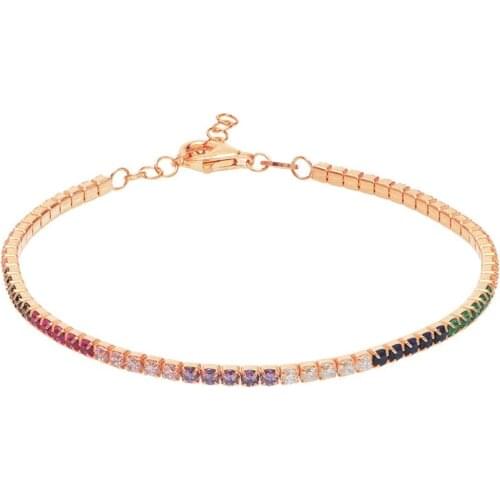 Colorful Cubic Zirconia Watercourse Silver Bracelet