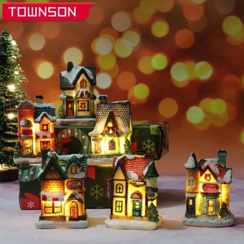 Christmas decorations micro landscape resin house Christmas atmosphere lights Xmas Gifts Christmas ornaments Christmas gifts