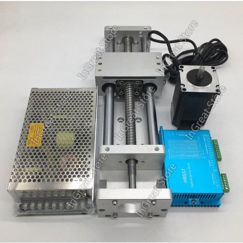 Nema23 Closed Loop Stepper Motor Driver Power Supply Kit & 400MM CNC Linear Module Sliding Table XYZ Axis Cross Stage Ballscrew