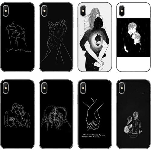 Line art couple love kiss Silicone Phone Case For Huawei P30 P20 Pro P10 P9 P8 Lite Y5 Y6 Y7 Y9 Prime P Smart Plus 2018 2019