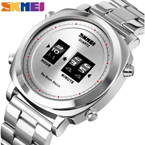 SKMEI Fashion Quartz Men Watch Patented Design Wristwatches Waterproof Simple Drum Watch Stainless Steel relogio masculino 1531