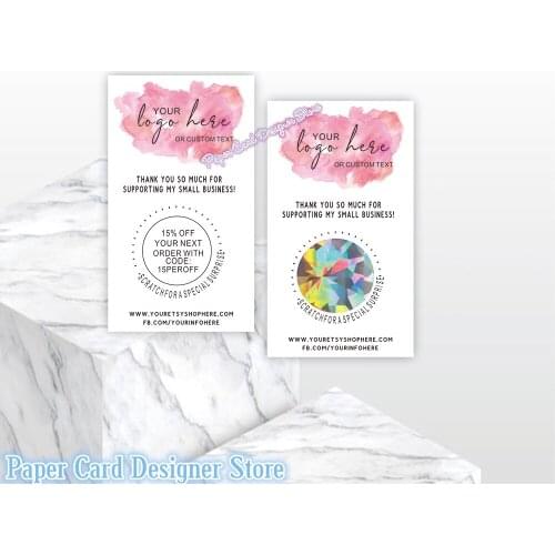 Customer Thank You Scratch Off Cards, Small Business Thank Yous, Business Logo Thank You Custom Card, Business Scratch Offs