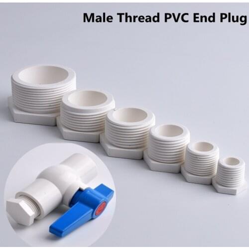 2~20pcs Size 1/2~2'' PVC Water Supply Pipe Male Thread End Plug Connector Plastic End Cap Fittings Irrigation System Watering