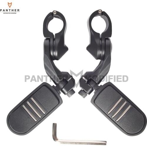 Universal 1-1/4" Black motorcycle Short Angled Adjustable Foot Pegs Moto Foot Rest case for Harley Highway Engine Guards