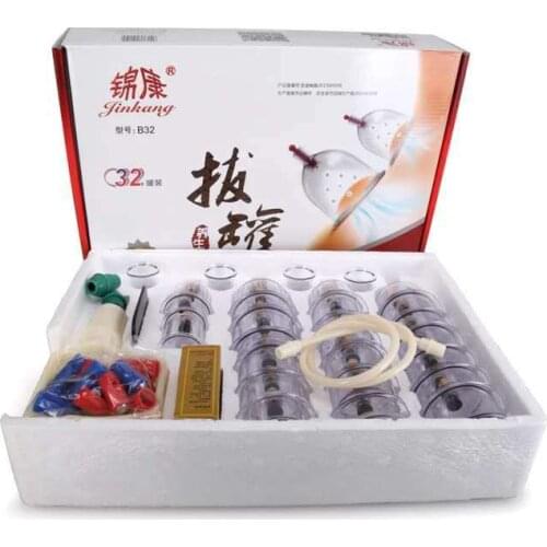 Cheap 32 Pieces cups vacuum cupping massage vacuum acupuncture apparatus therapy relax massager curve suction pumps good gift