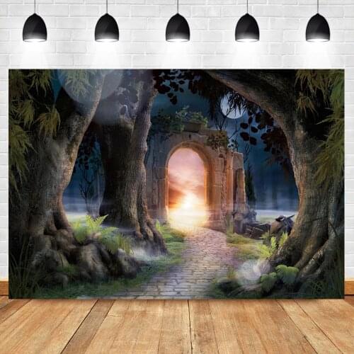 Laeacco Fantasy Fairy Tale Forest Halloween Dark Scene Photography Backdrop Poster Decor Vinyl Photo Background For Photo Studio