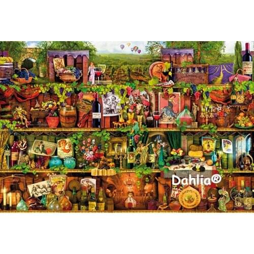 Wine Shelf Large Format Handmade Needlework Embroidery DIY Cross Stitch Kits Crafts 14CT Unprinted Home decor wall Art