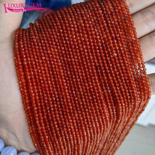 High Quality 2.5mm Natural Red Agates Stone Faceted Round Shape Loose Spacer Beads Bracelet Necklace Jewelry Accessory 38cm b137