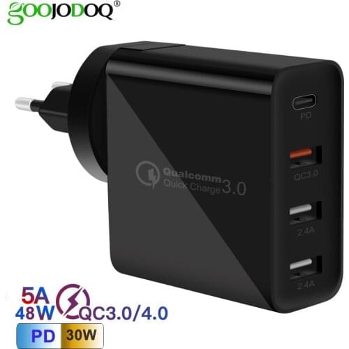 GOOJODOQ PD 48W USB type C Charger Quick Charge 3.0 Wall Fast Charger for Apple MacBook Air iPad Pro iPhone Samsung Huawei HTC