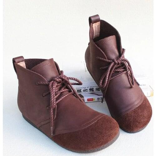 Womens Shoes Autumn Ladies Ankle Boots 100% Genuine Leather lace-up Boots Fall Woman Chelsea Boots Female Footwear