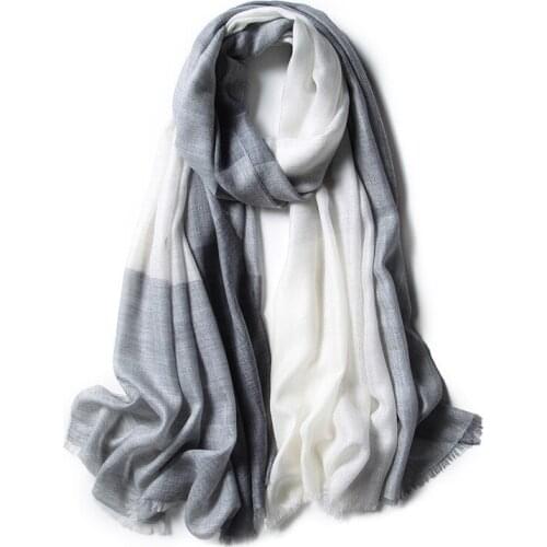 Pure goat cashmere women fashion patchwork color plaid thin scarves shawl pashmina 300F yarns 70x200cm wholesale retail