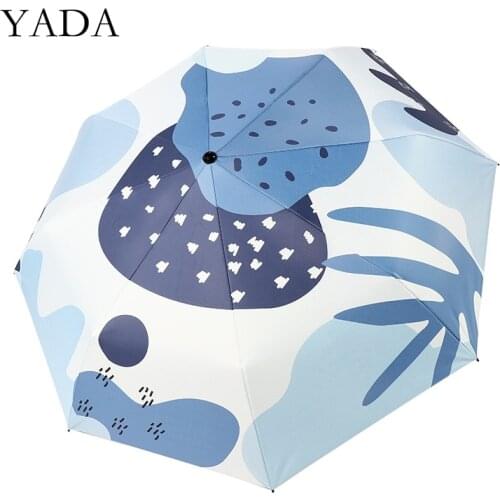 YADA 2020 Hand-Painted Strawberry Automatic Umbrella For Women UV Rainproof Umbrella Parasol Rain Sun Light Umbrellas YD200229