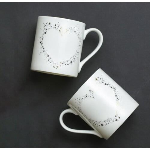 1 piece Love Shape Design 380ml Ceramic Mug Fine Bone China Creative Mug with Handle Birthday Wedding Gifts