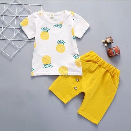 2020 New Summer Boys Clothing Set Casual Pineapple Short-sleeved T-Shirt + Pants 2Pcs Suit Baby Kids Clothes Childrens Clothing