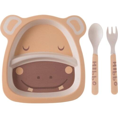 3 pieces / set of childrens tableware, childrens tableware, cartoon tableware, childrens natural tableware, bamboo fiber, for