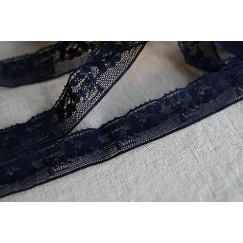 4 Meters/lot 2.7cm Width Navy Blue Cotton Embroidery Lace Fabric Floral Lace Trim for Garment DIY Sewing Accessories