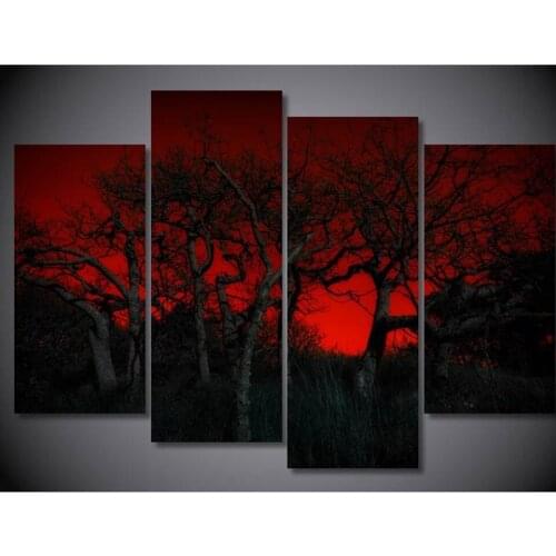 4 Panel Sunset Landscape Diamond Embroidery peony,Full square Diamond Mosaic stickers diamond painting Cross Stitch home decor