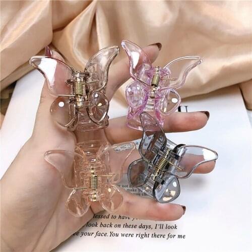 8PCS Women Girls Butterfly Hair Claw Fashion Acrylic Hair Jaw Clip Clear Hair Jaw Clamp Sweet Headwear Hair Ponytail Clip