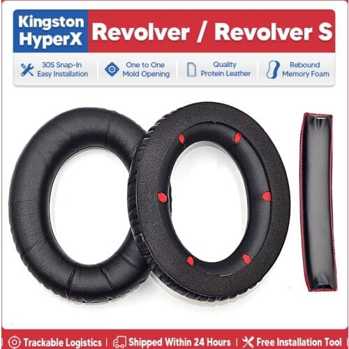 1 Pair Replacement Ear Pads Earpads Foam Cushion Pillow Parts Cover for Kingston HyperX Cloud Revolver S Gaming Headset