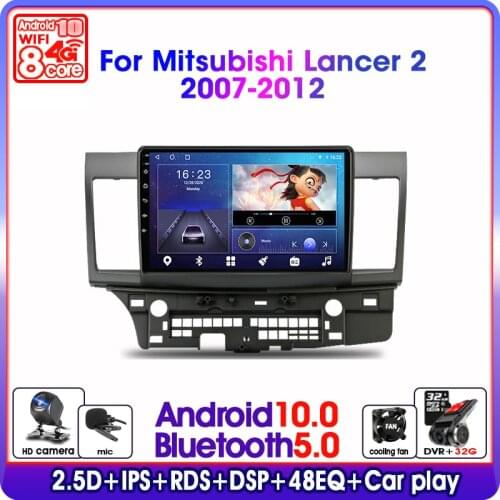 TS6 Android10.0 4G+64G 2 Din Car Radio For Mitsubishi Lancer 2007-2012 4G NET+WiFi RDS DSP IPS Video Audio Multimedia Car Player