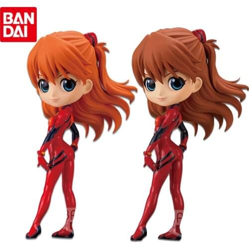 Bandai Q Posket Genuine Rebuild of Evangelion Asuka Langley Soryu Plugsuit Style Anime Action Figures Collectible Model Toys