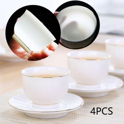 White Porcelain Single Cup Sheep Fat Jade Porcelain Kung Fu Teacup Teaset Ceramic Pure White TeaCup Tea Ceremony Master Cup 4PCS