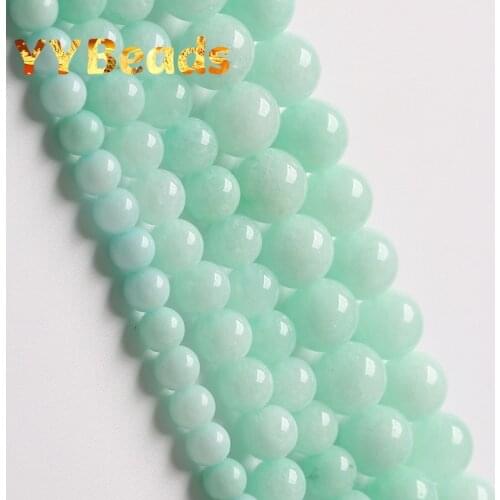 Natural Stone Sky Blue Amazonite Chalcedony Jades Beads Spacer Beads For Jewelry Making Charms Accessories 15" 4 6 8 10 12mm