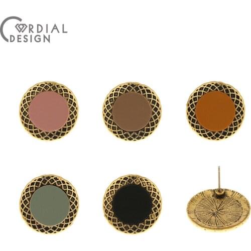 Cordial Design 50Pcs 21*21MM Jewelry Accessories/Hand Made/Antique Gold Plating/Leather Effect/DIY Jewelry Making/Earrings Stud