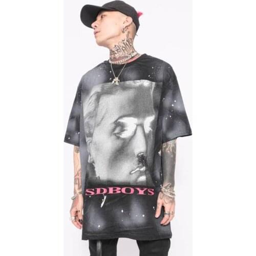 2021 New Short Sleeve T-shirt Mens Hip-hop Loose Korean Fashion High Street Summer T-shirt Harajuku Tshirt Men