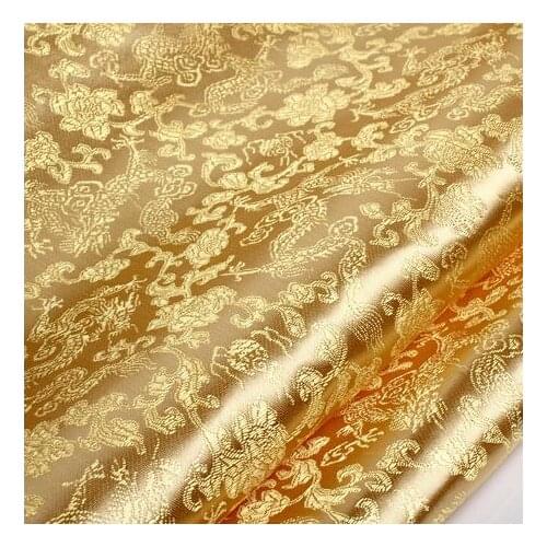 90cm*100cm quality brocade fabric costume dragons diy fabric brocade light gold background gold dragons dress cloth