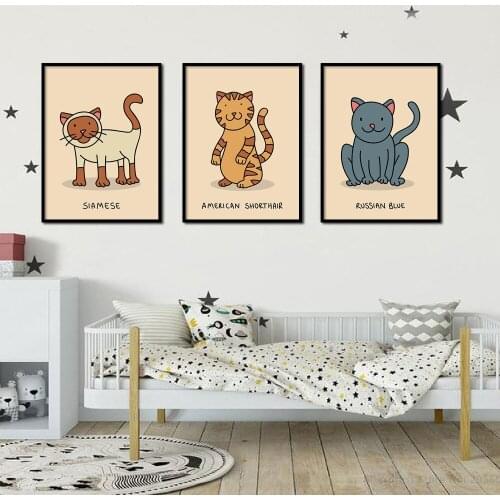 Canvas HD Print Pictures Cat Wall Artwork Modular Animal Painting Poster Nordic Living Room Cartoon Home Decoration
