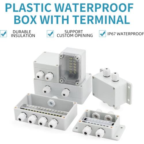 Terminal box plastic household monitoring power supply terminal outdoor waterproof threading cable distribution line sealed box
